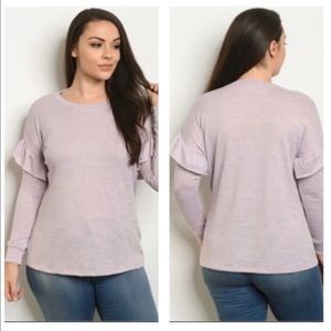 purple long sleeve ruffle pullover